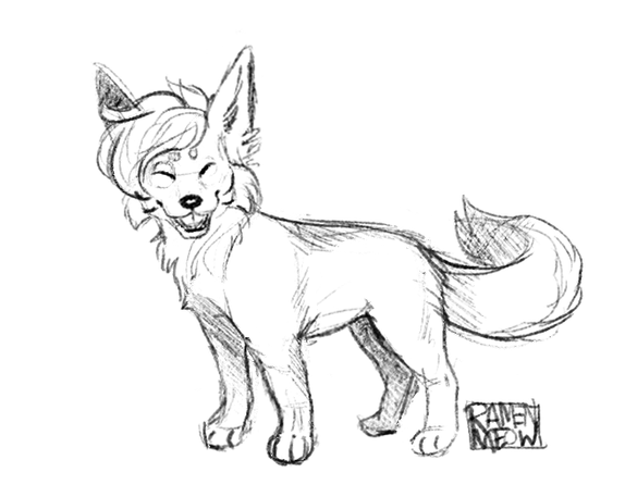 A fox stands towards the right with a smile facing the viewer.