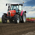 Red Tractor in Field