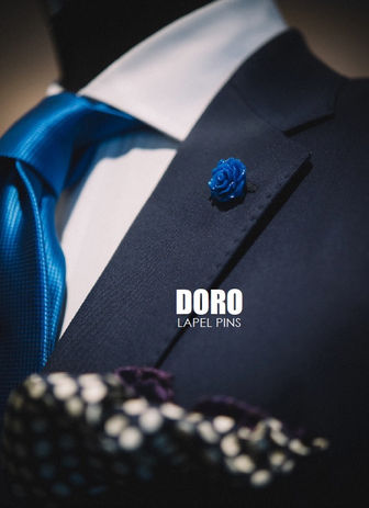 DORO Rose Lapel Pin in Navy.