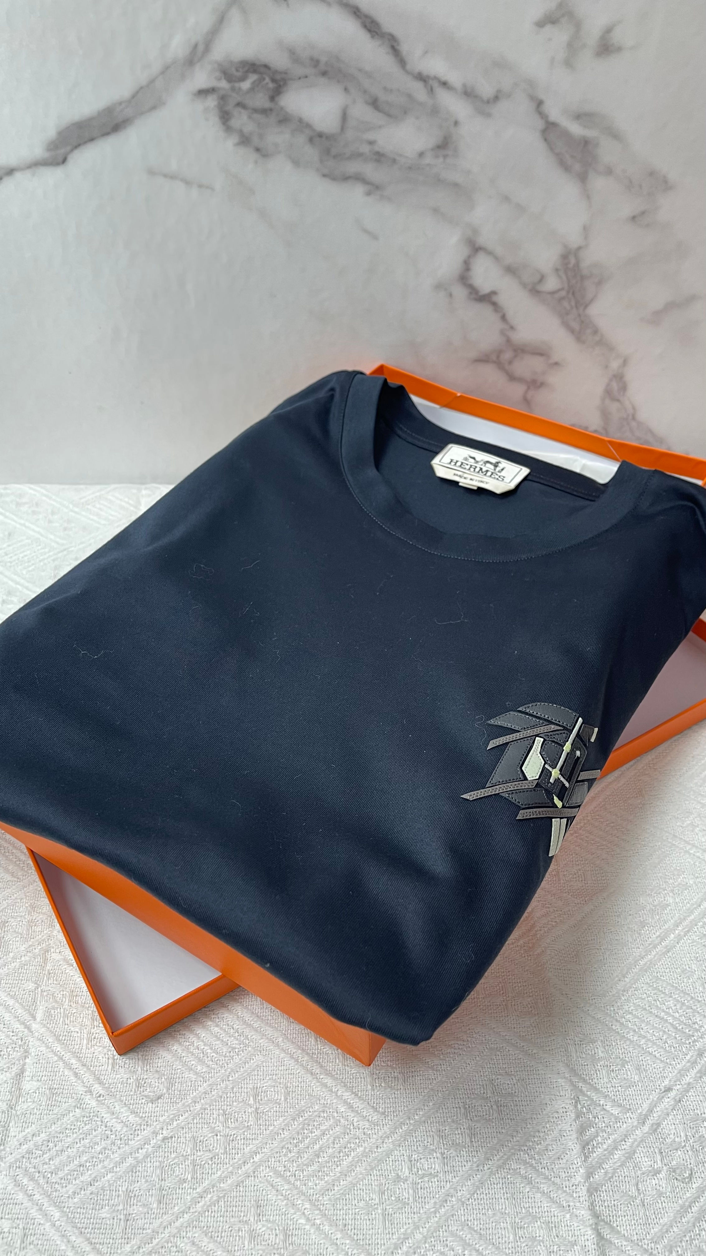 Hermes Mens Navy T-shirt