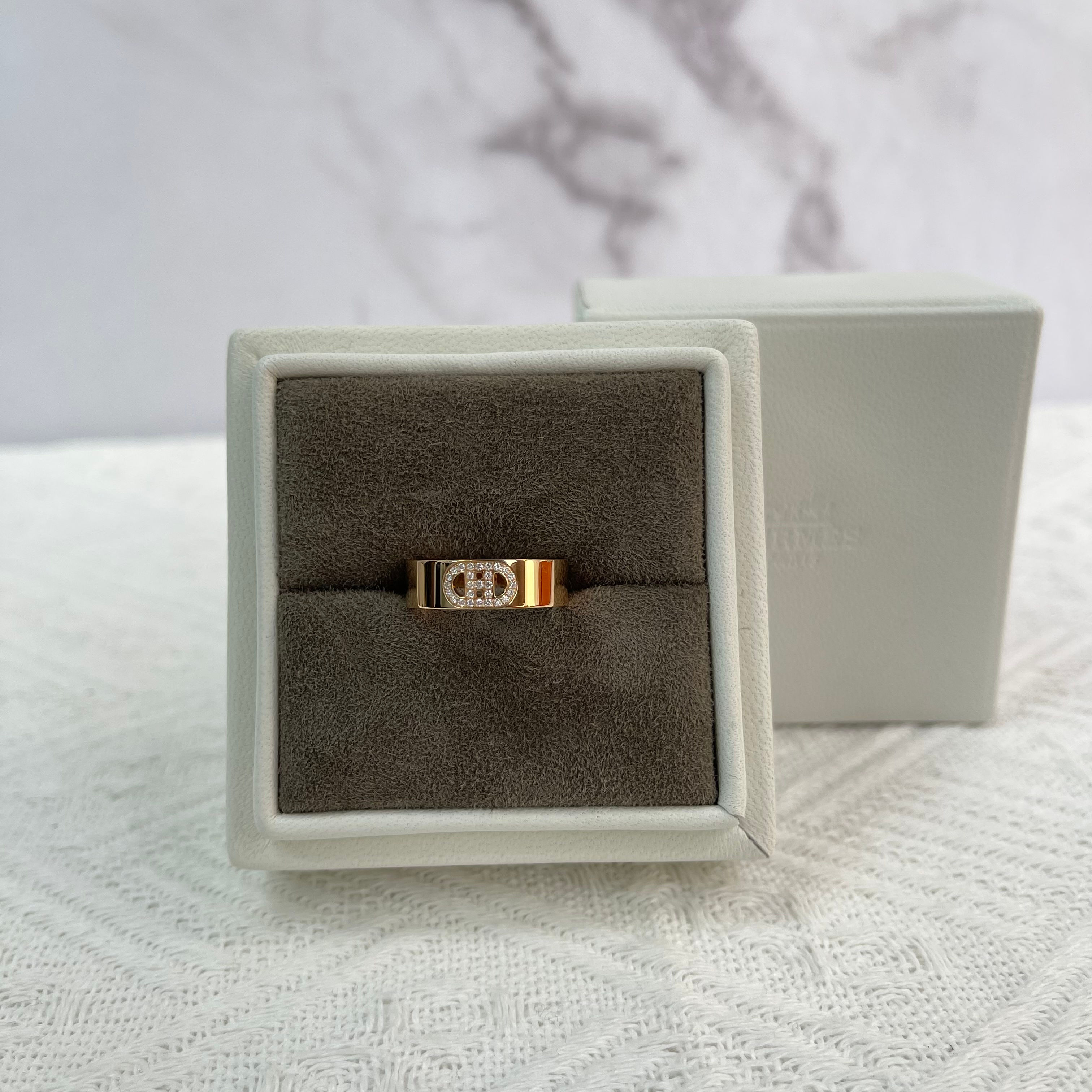 Hermes d'Ancre Rose Gold Ring 53