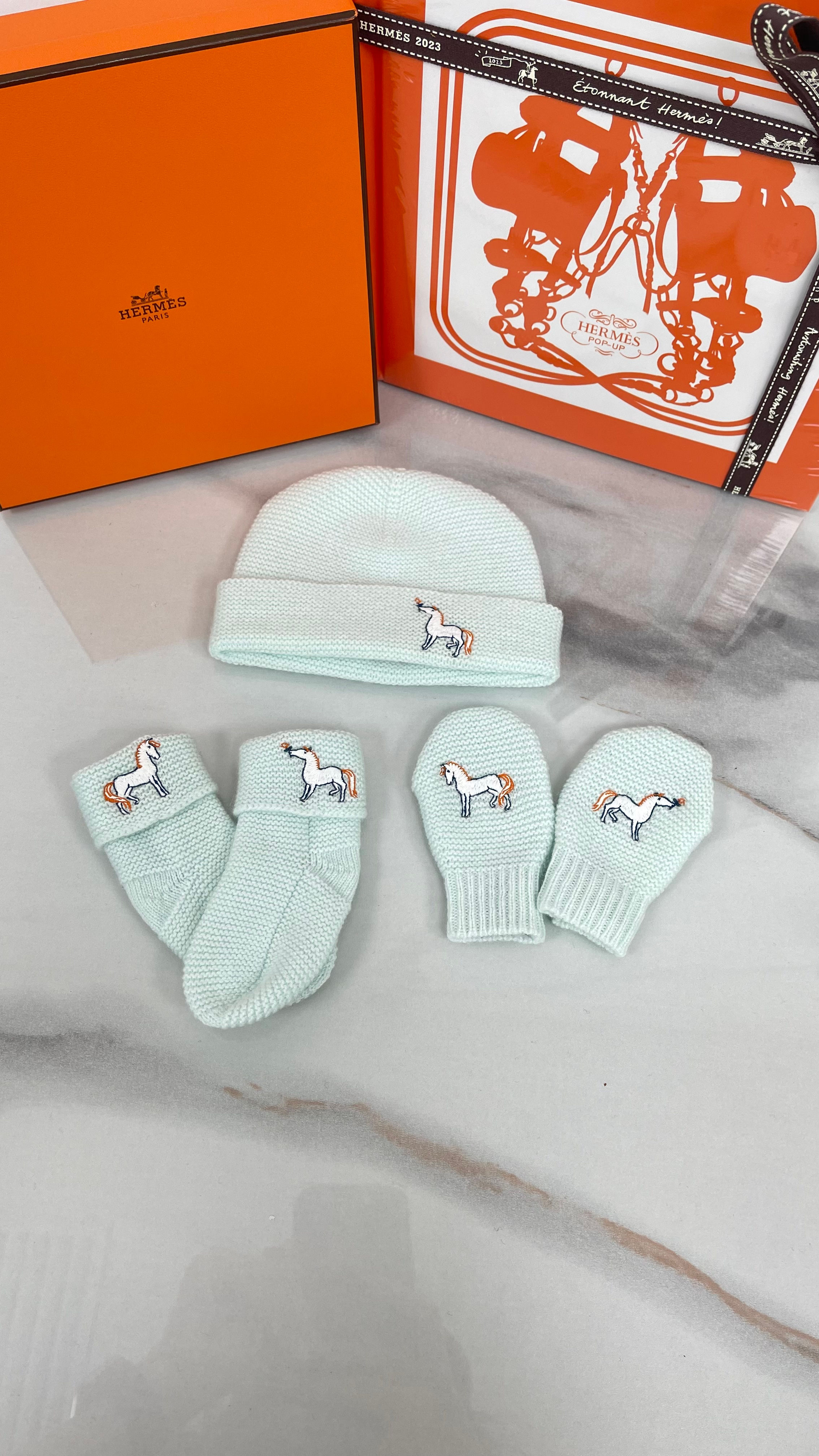 Hermes Set De Naissance Cabriole Vert  Aqua