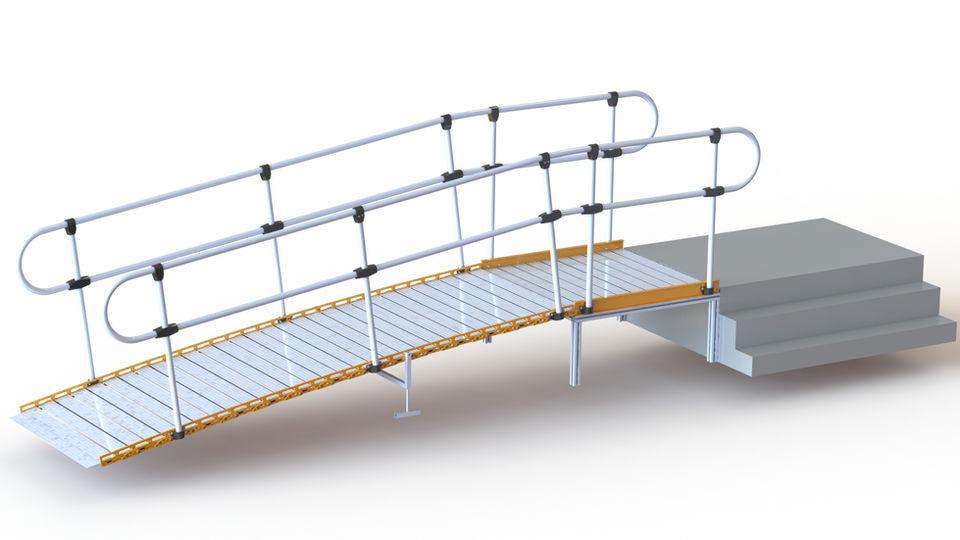 Modular and Portable Wheelchair Ramp and Platform - Straight Use