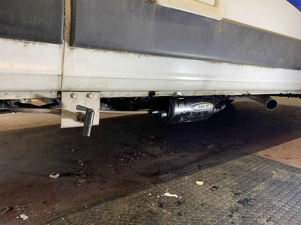 Citroen Motorhome underslung gas tank replacement.