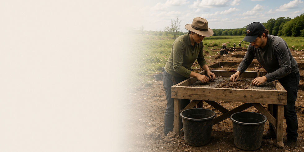 Field technicians excavating an archaeological site