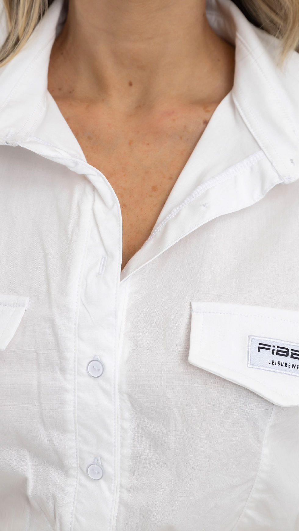 Miniatura: Camisa manga sisa blanca casual femme FIBER