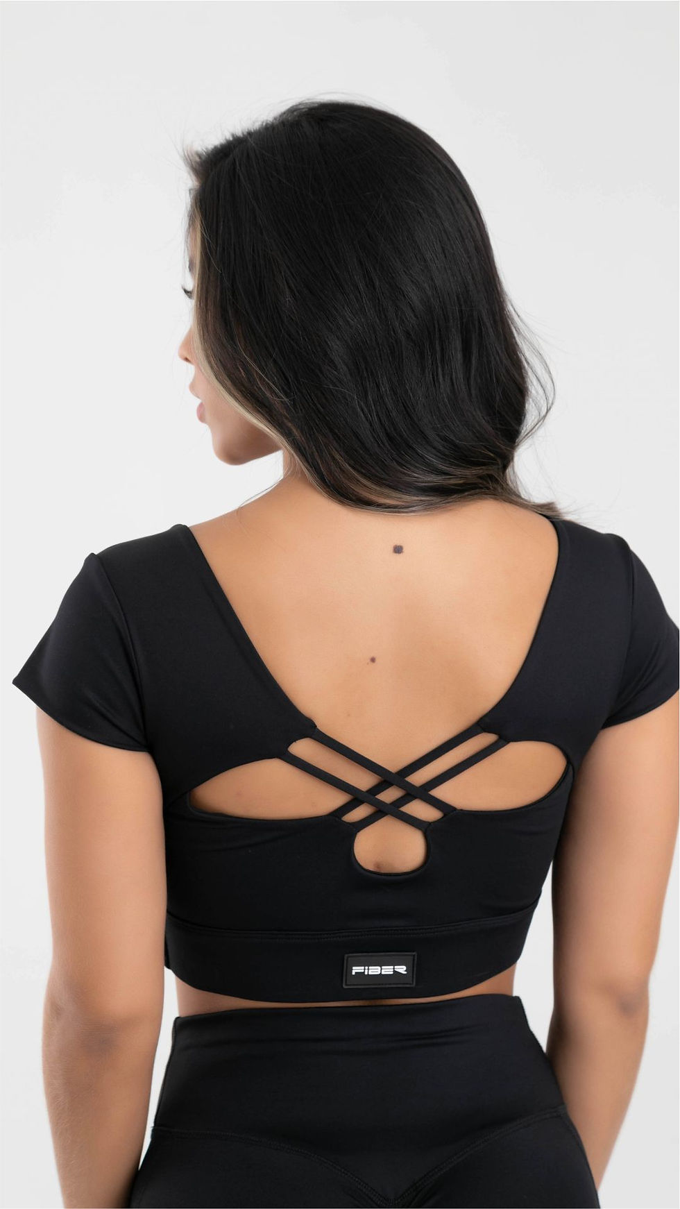 Miniatura: TOP MANGA CORTA CROSS BACK NEGRO ESSENTIALS FIBER