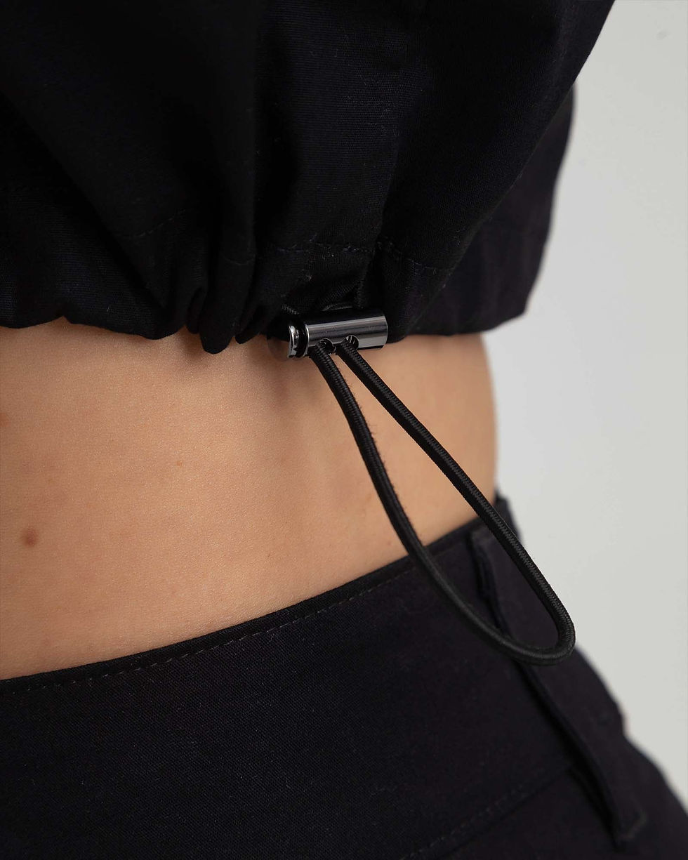 Miniatura: Camisa manga sisa negra casual femme FIBER