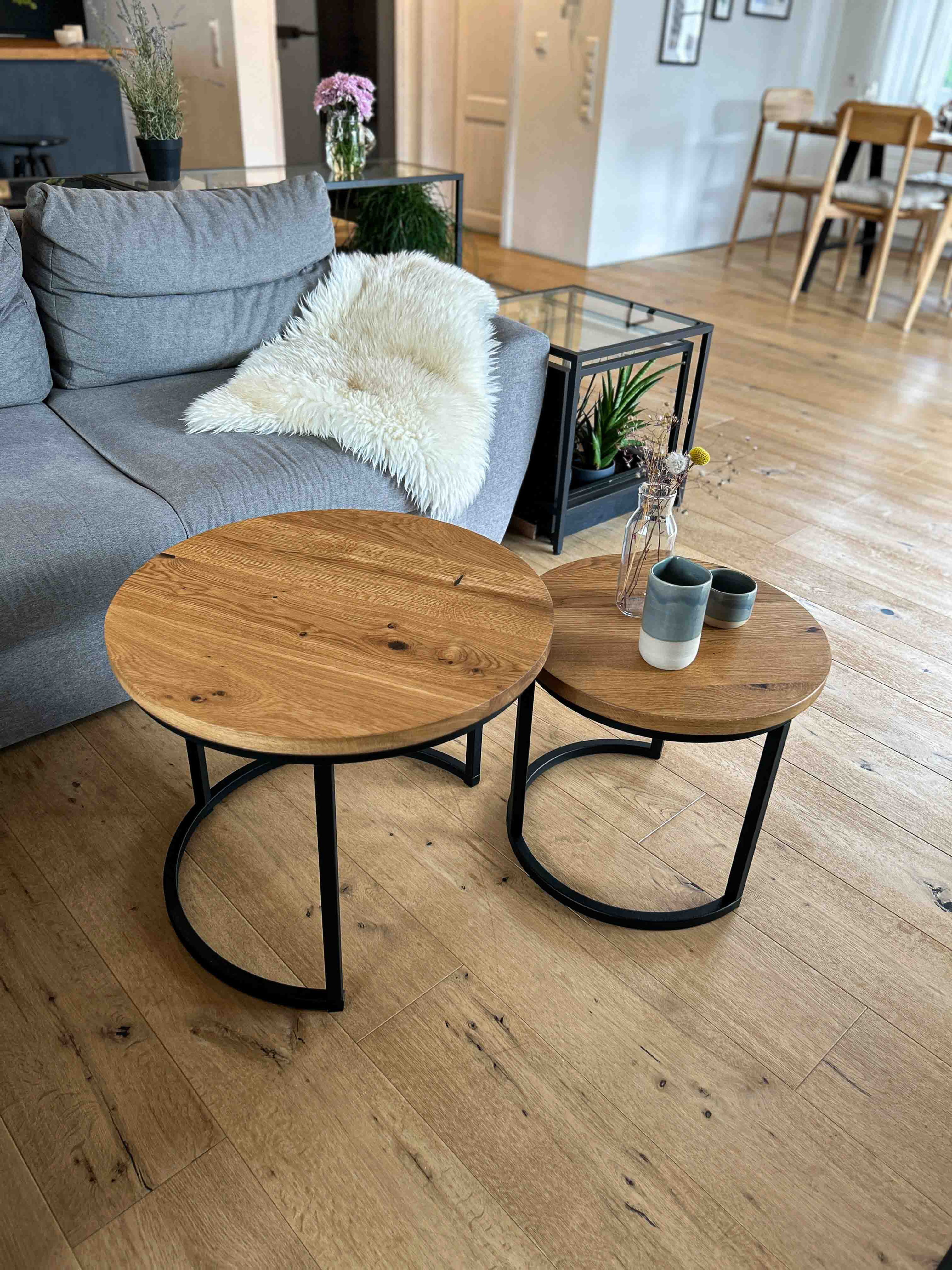 Couchtisch Set - Eiche Rund ⌀59 & ⌀46  - Hilde "Kompakt"