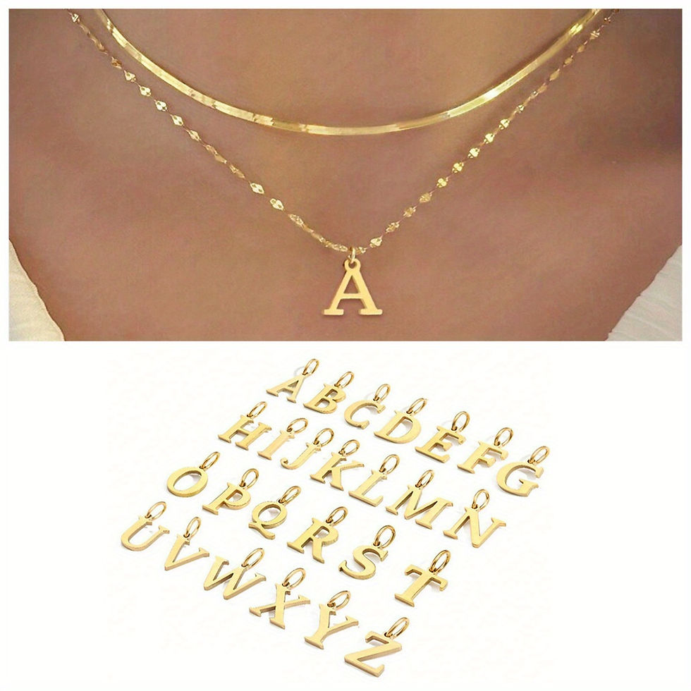 Thumbnail: 2Pcs/Set Simple Stainless Steel Initial Necklace fpr Women Herringbone Choker Li