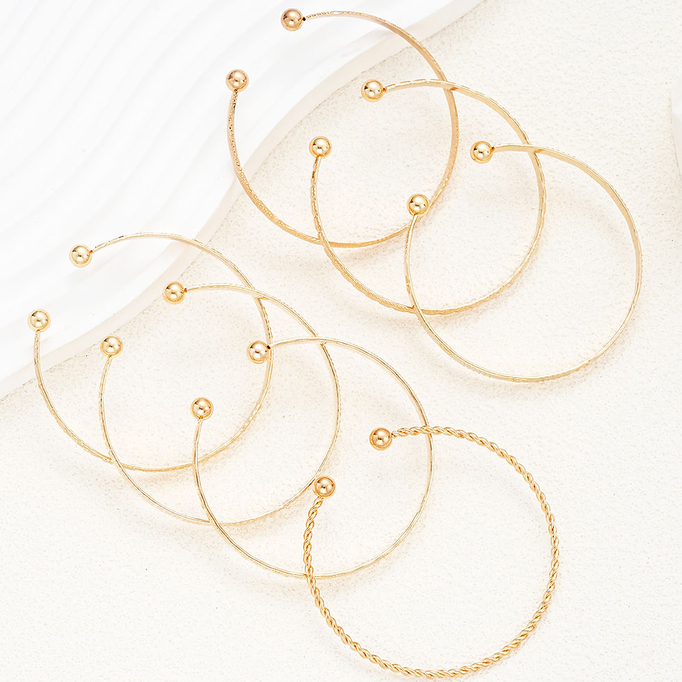 Thumbnail: 7 Pcs/Set Punk Gold Color Bracelets for Women Streetwear Goth Heart Prints Metal