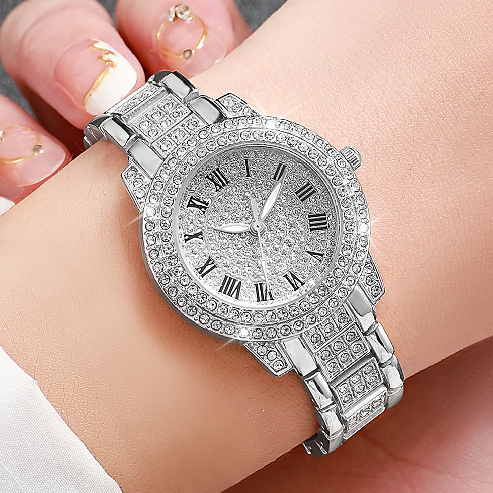 Thumbnail: 2PCS Fashion Diamond Women Watches Gold Watch Ladies Wrist Watches Luxury Rhines