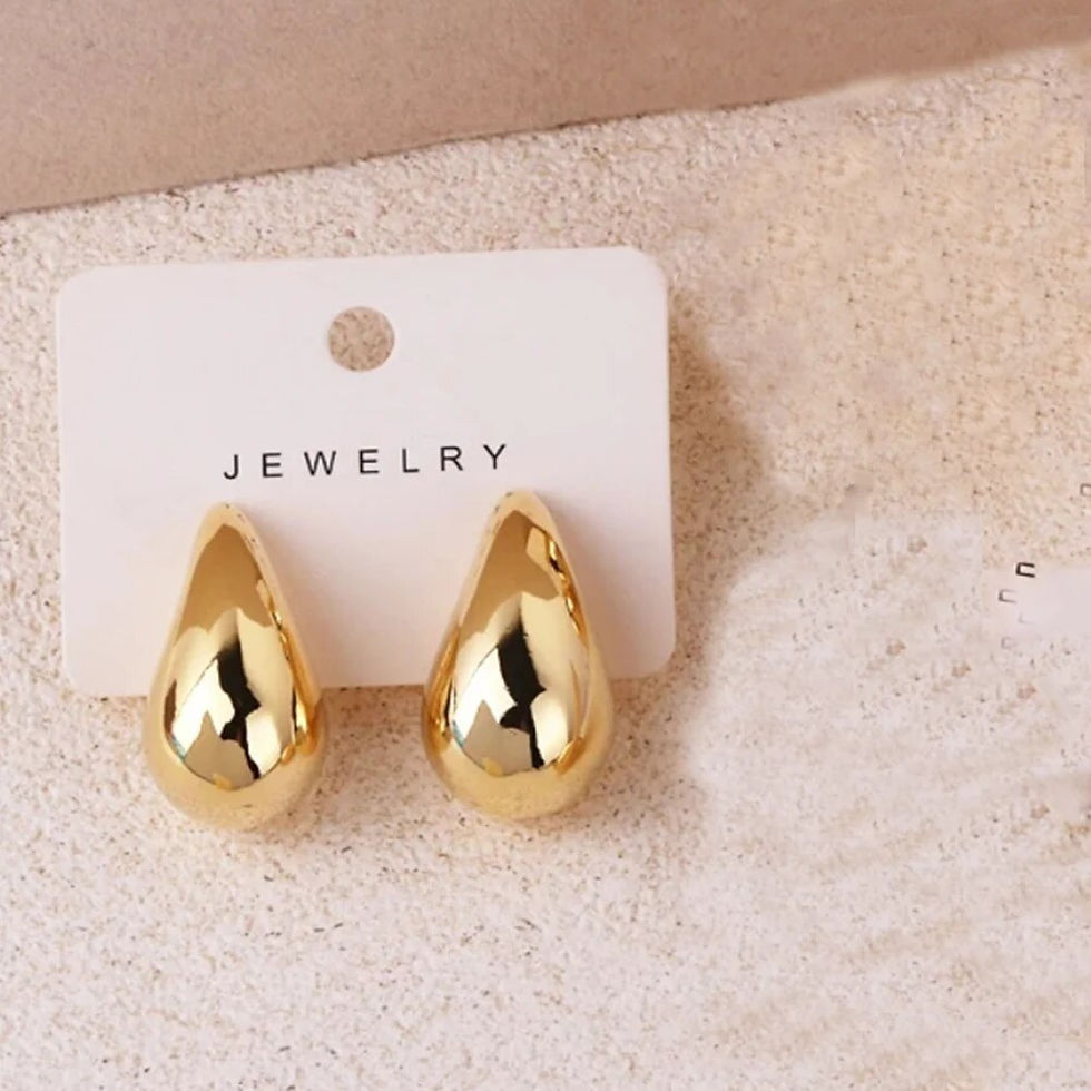 Thumbnail: Gold Color Water Drop Earring Stud Simple Design Ins Women Post Earrings 3 Size 