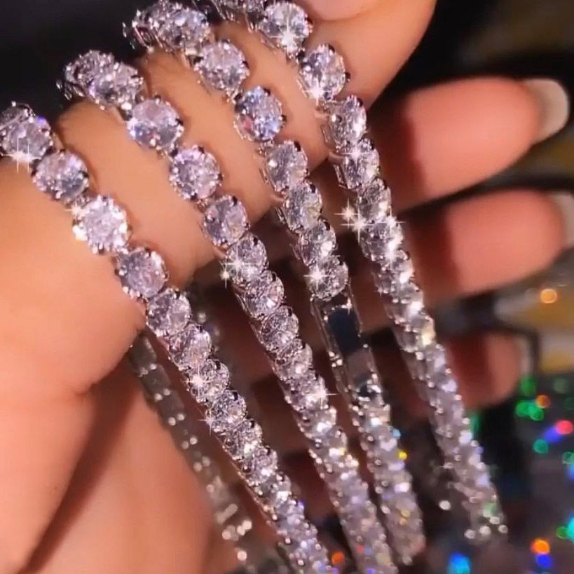 Thumbnail: Silver Color 2.5/3/4/5mm Zircon Tennis Bracelet For Women Men Dazzling Crystal H