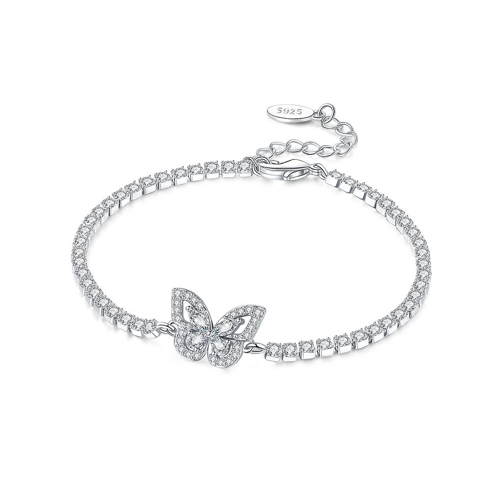 Thumbnail: 925 Sterling Silver Inlaid Zircon I8K Gold Chain Bracelet Luxury Fine Jewelry fo