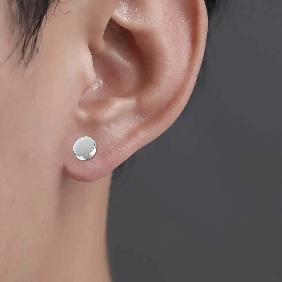 Thumbnail: 1 Pairs Crystal Strong Magnetic Ear Stud Clip Earrings for Men Women Punk Round 