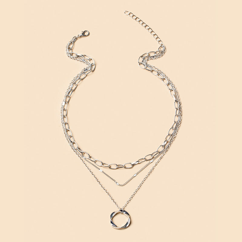 Thumbnail: Minimalist Round Stick Pendant Necklace for Women Pearl Clavicle Necklace Leaves