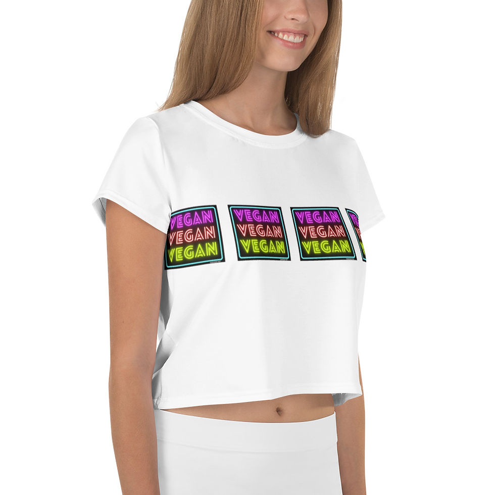 Thumbnail: VEGAN VEGAN VEGAN All-Over Print Crop Tee