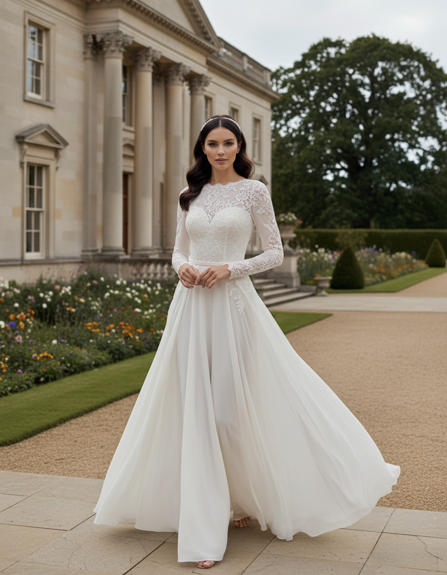 Bride in an ivory wedding gown during a Rudding Park inspired luxury wedding photoshoot near Harrogate