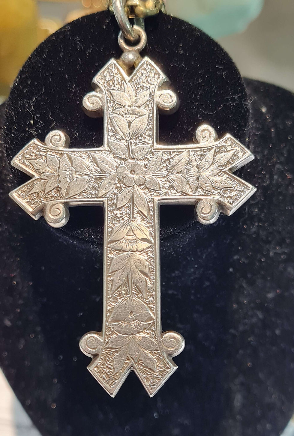 Victorian Silver Cross With Chain