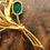 Thumbnail: Vintage14ct Gold Scarab Beetle Gemstone Set Flower Brooch Pin