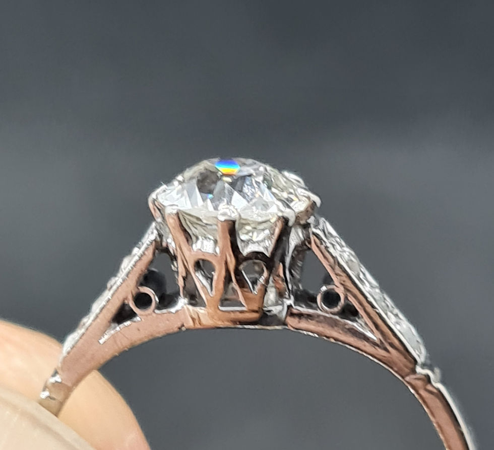 Thumbnail: Art Deco Platinum Diamond 3/4ct Old Cut Solitaire Ring, 1920s