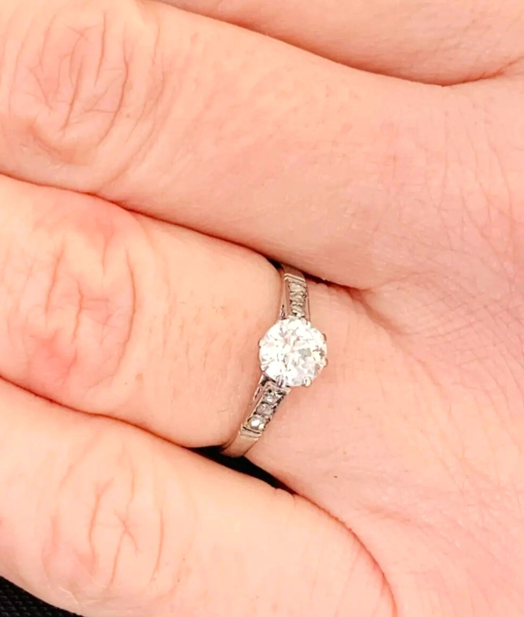 Art Deco Platinum Diamond 3/4ct Old Cut Solitaire Ring, 1920s