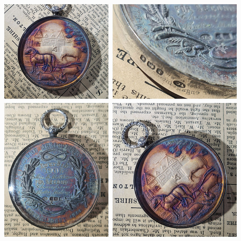 Edwardian Silver Medal Fob Pendant Prize Butter Making Competition, Unique