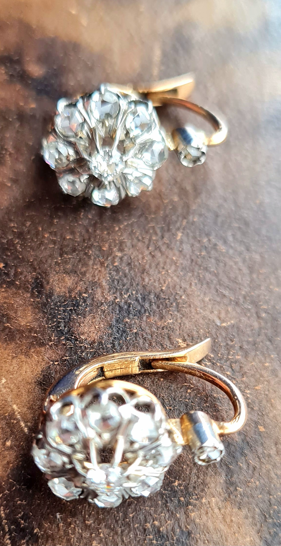 Thumbnail: Victorian 18ct Gold 1.86ct Diamond Cluster Earrings French