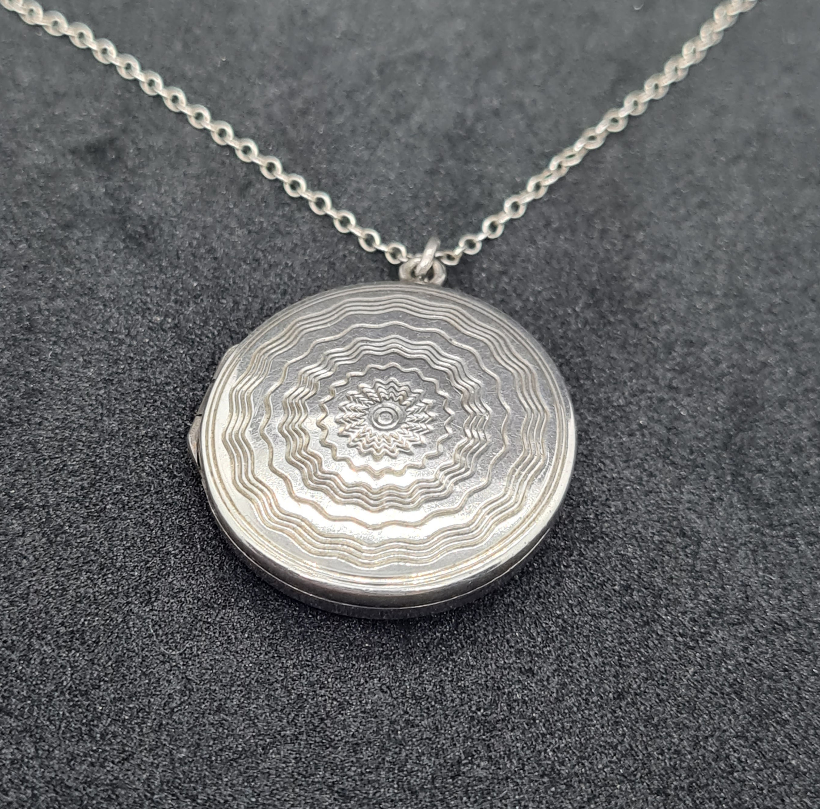 Solid Silver Opening Locket 1920s Art Deco Pendant On Chain,