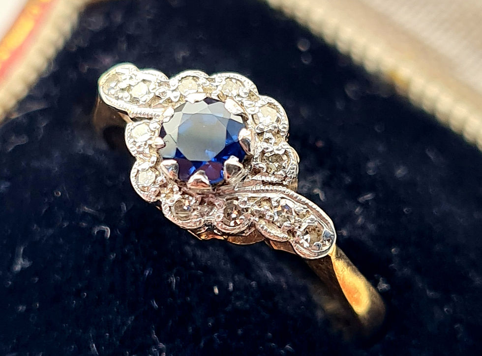 Vintage 18ct Gold Sapphire and Diamond Cluster Ring