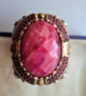 Vintage Silver Ruby Ring Zorbey Large Faceted Ruby