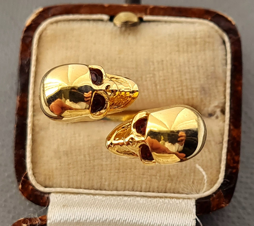 Thumbnail: Alexander McQueen Gold Plated Crystal Double Skull Ring