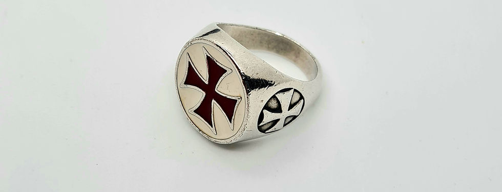 Thumbnail: Silver Enamel Maltese cross ring, vintage