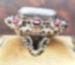 Thumbnail: Victorian Silver Austro Hungarian Natural Opal & Cabochon Garnet Ring 1880s