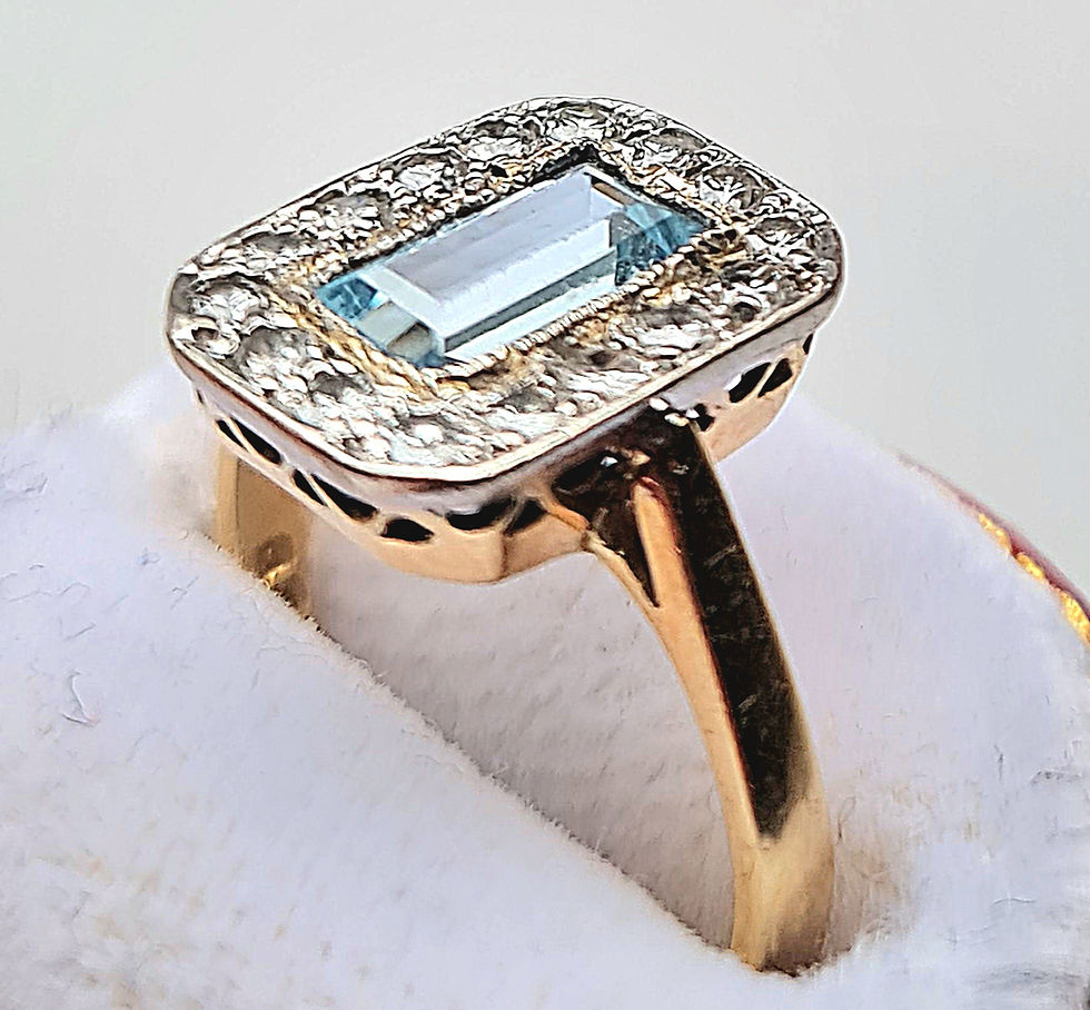 Thumbnail: Vintage Aquamarine and Diamond Ring 1980s