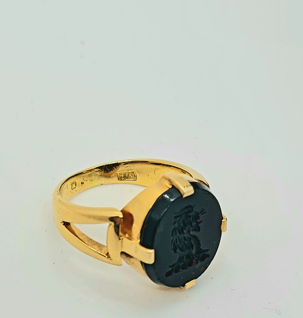 Thumbnail: 18ct Gold Intaglio Seal Ring Victorian Blood Stone 1871