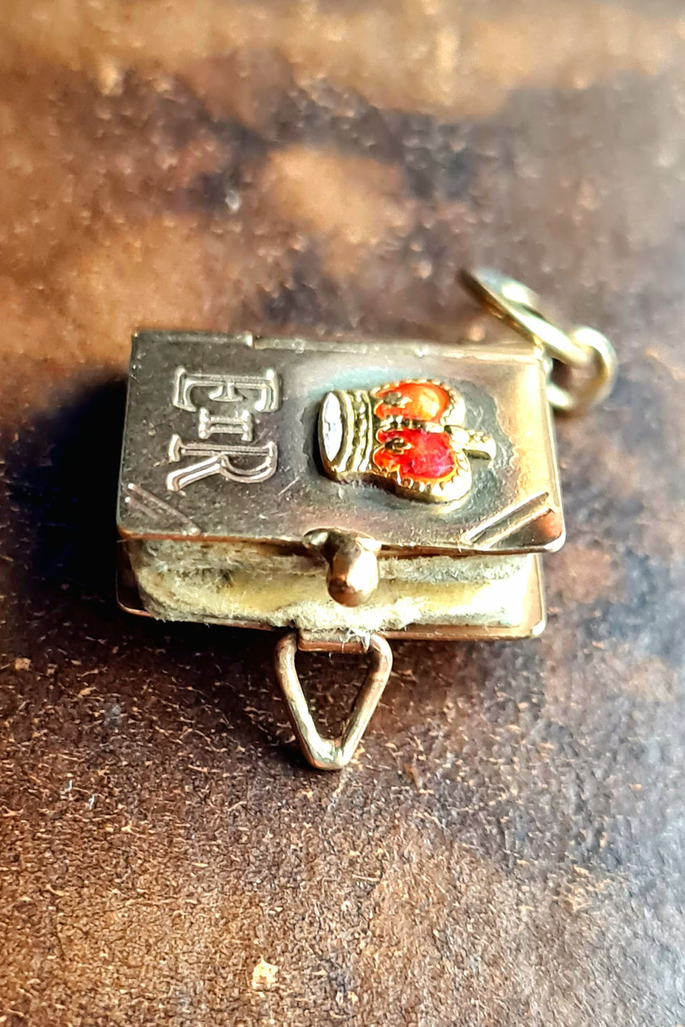 Thumbnail: Vintage 9ct Gold Rare Enamel Novelty Royal Book Charm/Pendant Georg Jensen