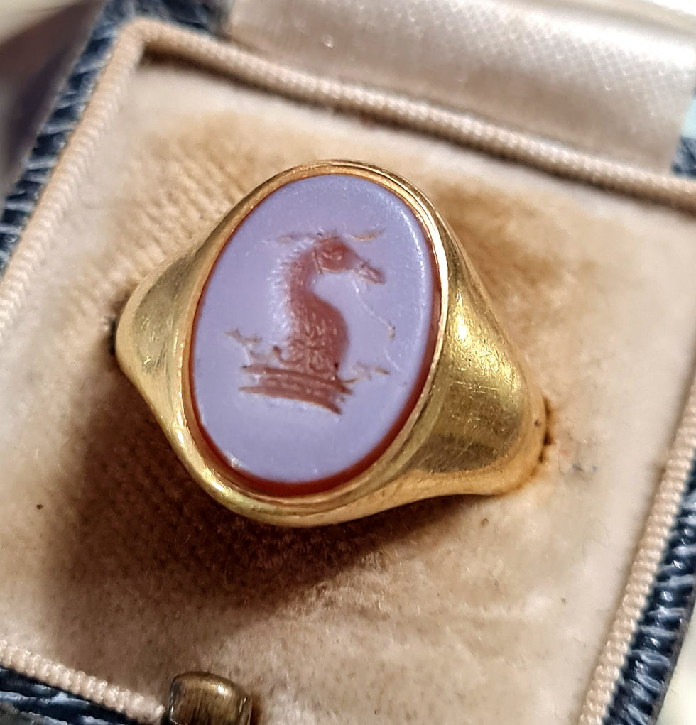 18ct Gold Intaglio Sardonyx Seal Ring Edwardian 1903