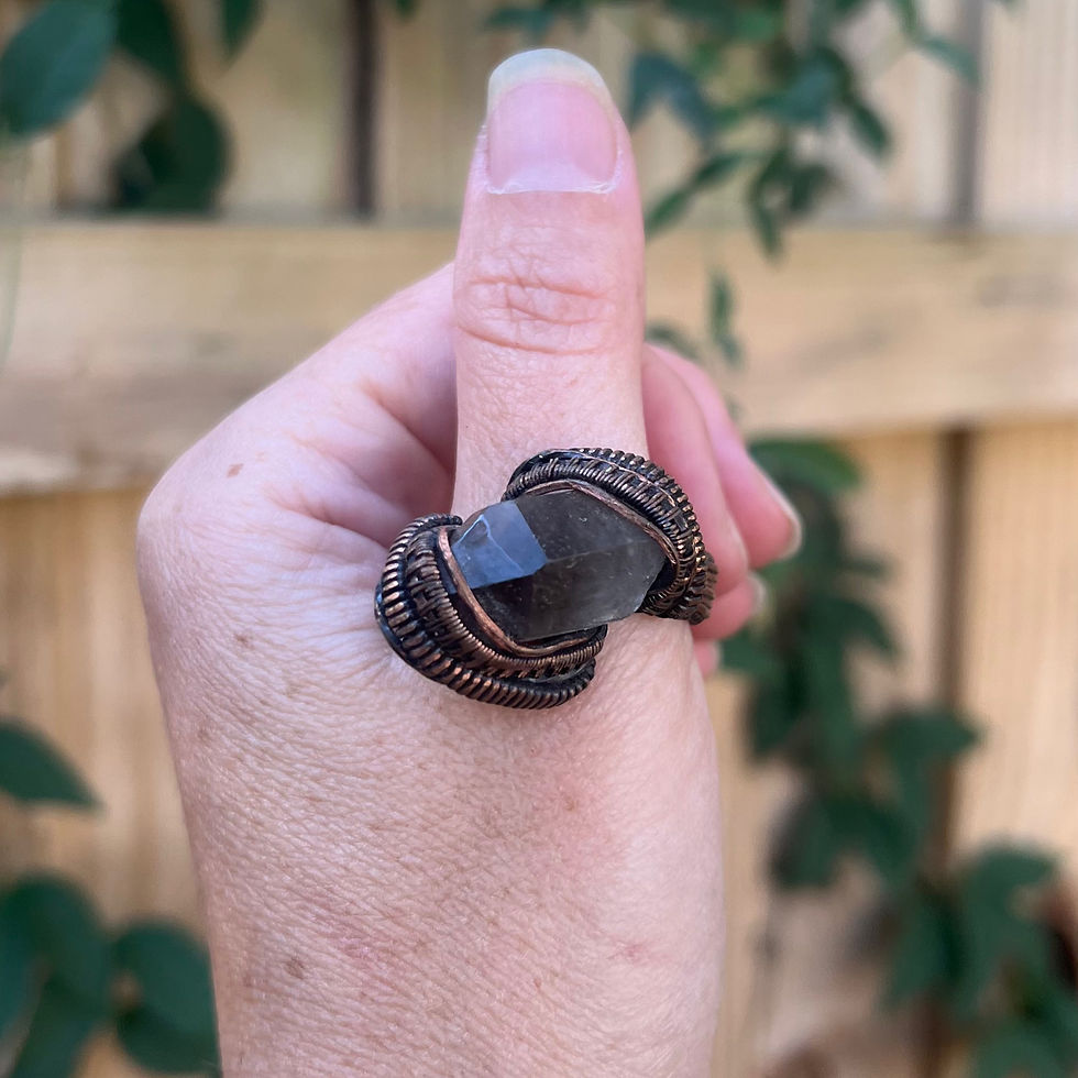Smoky Quartz Raw Stone Ring