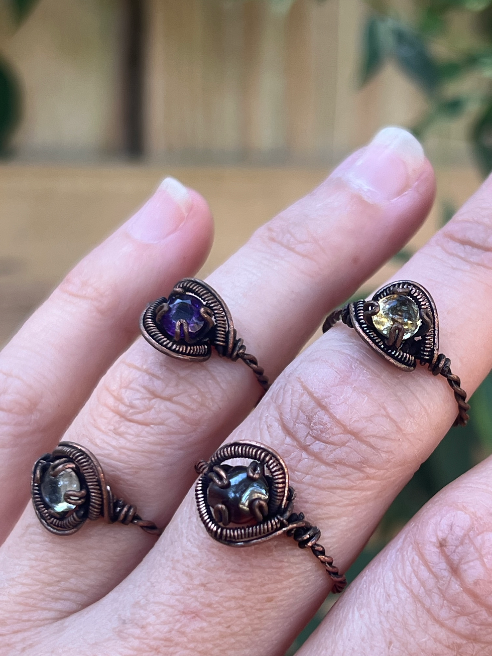 Dainty Copper Crystal Rings