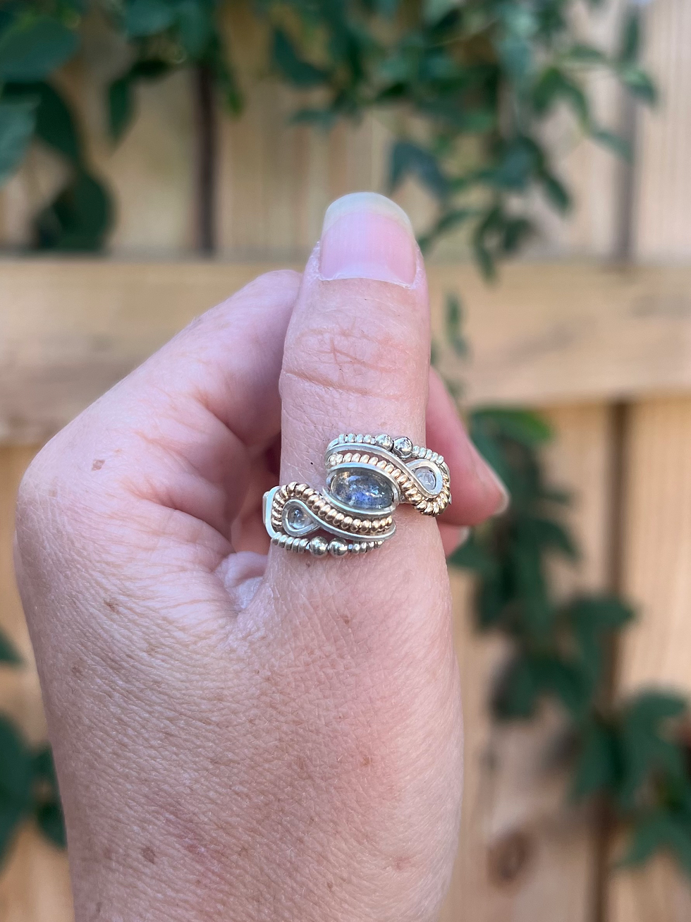 Labradorite & Moonstone Silver Ring