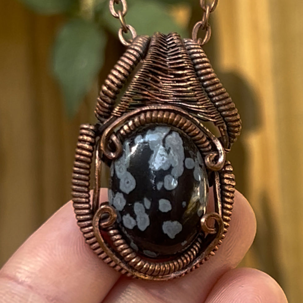 Snowflake Obsidian Copper Necklace