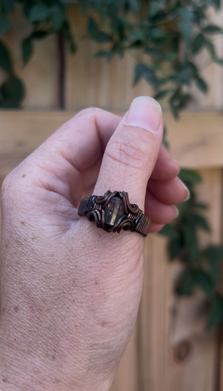 Raw Watermelon Tourmaline Copper Ring