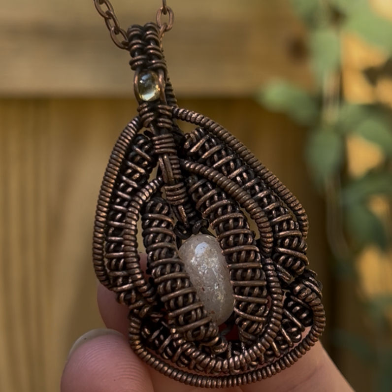 Sunstones & Citrine Oxidized Copper Necklace