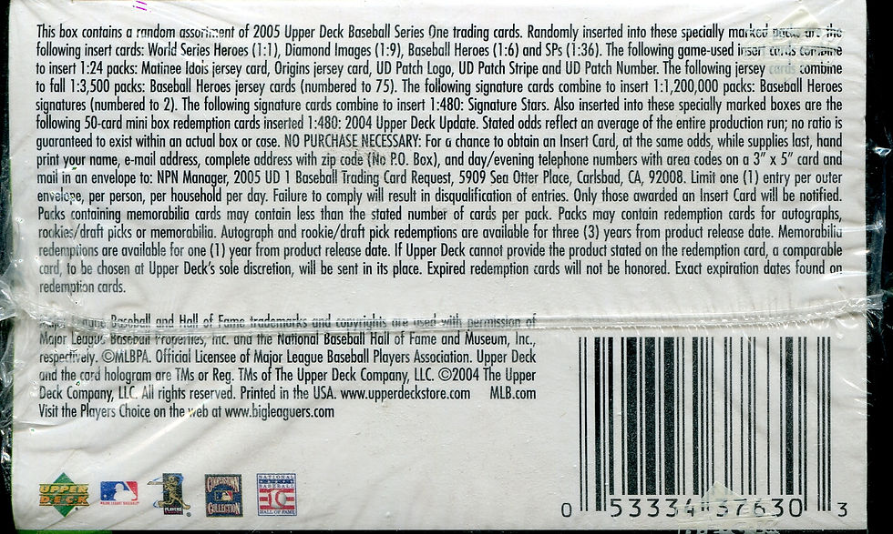 Thumbnail: 2005 Upper Deck Series 1 Baseball unopened blaster box Factory Sealed (8 packs)