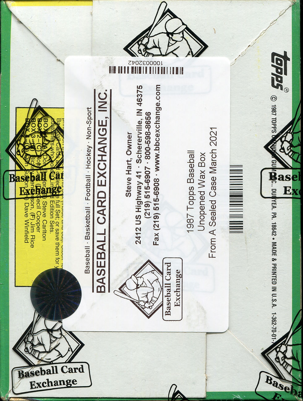 Thumbnail: 1987 Topps Baseball BBCE FASC unopened wax box Sealed Authenticated