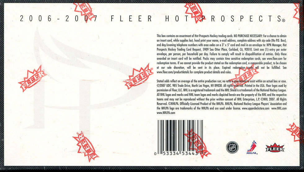 Thumbnail: 2006-07 Hot Prospects Hockey unopened box Factory Sealed Upper Deck (15 packs)