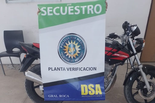 Secuestran una motocicleta adulterada en la Planta de Verificación de Roca