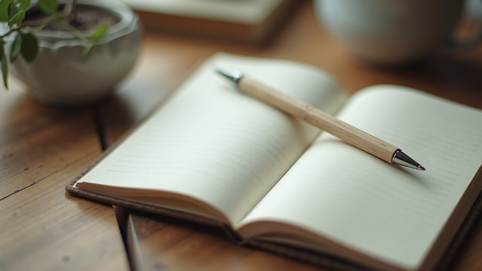 Vue rapprochée d’un carnet de notes avec un stylo posé dessus